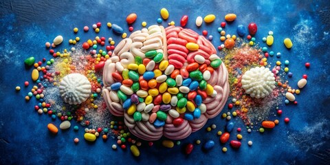 Captivating Candy Confectionery Delight with Brain-shaped Centerpiece Playful and Colorful Sweet Treats for Festive Occasions