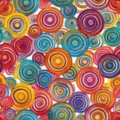 Vector watercolor circles seamless pattern (tiled). Retro hand drawn circles ornament. Round shapes pattern. Round shapes. Painted ornament. Grunge colorful rounds shapes.