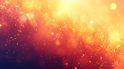 Obraz premium A captivating display of golden particles shimmering across a warm gradient background, transitioning from deep blue to orange hues. 