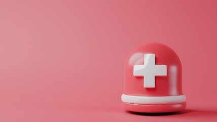 Obraz premium Health warning report concept. Red medical alert symbol on a pink background.