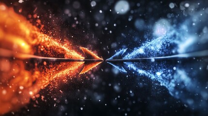 Two arrows pushing each other. It represents two opposing forces