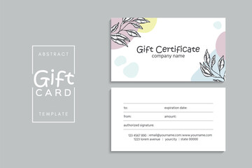 Set of colorful gift cards template. Modern style vector illustration of flowers for saloon, gallery, spa, shop. Gift voucher