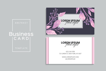 Watercolor floral business card design. Template