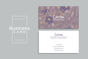 Watercolor floral business card design. Template