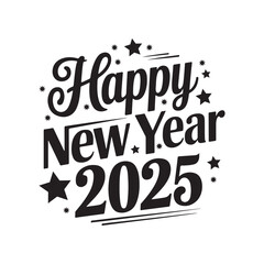 happy new year typography vector art silhouette 