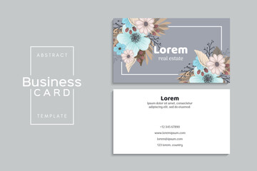 Watercolor floral business card design. Template