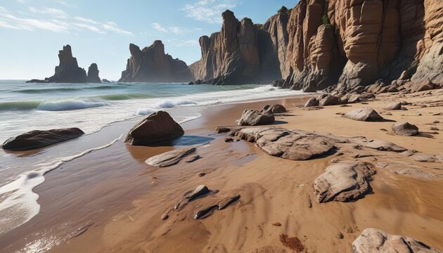 Holderness Coast rock formations with wave-worn surfaces, rocky shoreline, rock formations, holderness coast