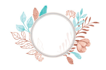 Vector watercolor flower frame with text space.