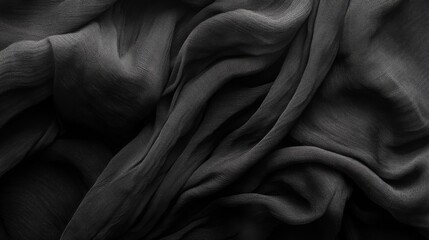 Obraz premium Abstract Draped Black Fabric Texture
