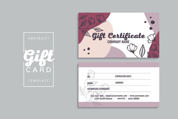 Set of colorful gift cards template. Modern style vector illustration of flowers for saloon, gallery, spa, shop. Gift voucher