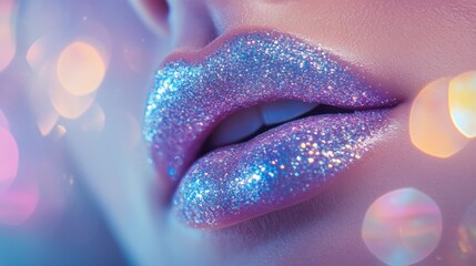 Fototapeta premium Glossy shining lips fastive make up glossy shining lips composition background