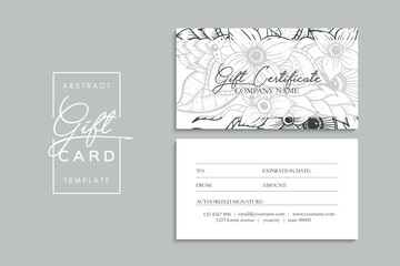 Set of colorful gift cards template. Modern style vector illustration of flowers for saloon, gallery, spa, shop. Gift voucher