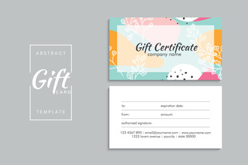 Set of colorful gift cards template. Modern style vector illustration of flowers for saloon, gallery, spa, shop. Gift voucher