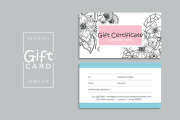Set of colorful gift cards template. Modern style vector illustration of flowers for saloon, gallery, spa, shop. Gift voucher
