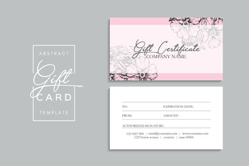 Set of colorful gift cards template. Modern style vector illustration of flowers for saloon, gallery, spa, shop. Gift voucher