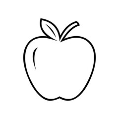 Cute apple silhouette vector icon. Hand drawn illustration of an apple with a leaf.