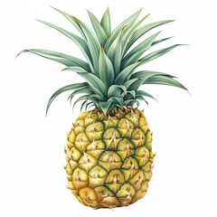 Obraz premium pineapple crafted illustration on white background isolated