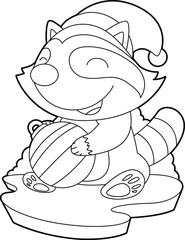 Racoon Christmas Christmas ball Animal Vector Graphic Art Illustration
