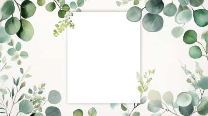 Elegant arrangement of green foliage surrounding a blank canvas ideal for nature-themed designs or personalized artwork displays in a tranquil setting