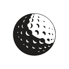 Golf ball icon. Black and white golf ball icon isolated on white