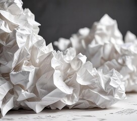 Macro shot of crumpled white paper for abstract background, curve, shot, macro, detail, abstract