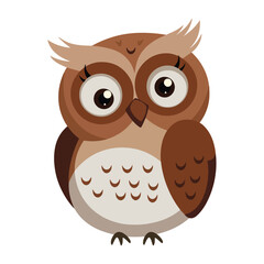 Surprised Owl Illustration. Flat vector of a cute forest owl with a surprised expression. for children’s designs and nature.