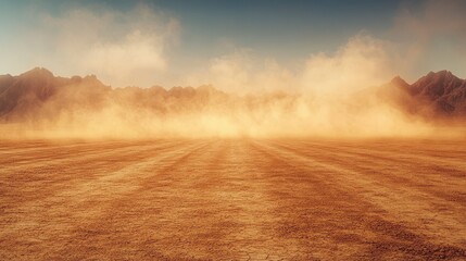 desert dust clouds, dry land scenery, epic desert horizon, majestic mountain ranges, majestic desert expanse, desert dust storm, golden hour desert, desert mountain range, majestic desert landscape