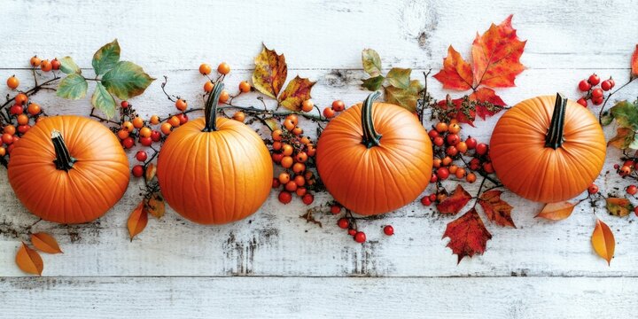 Seasonal Autumn Pumpkins Bouquet with Leaves