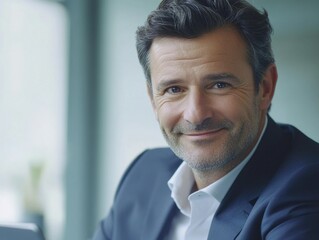 Businessman with a Smile in a Corporate Environment