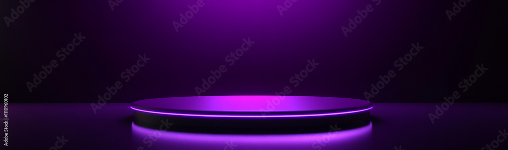 Aufkleber purple illuminated stage ready for performance in a dimly lit venue with atmospheric lighting effect