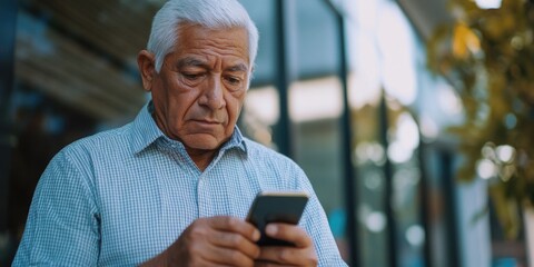 Busy Man Engrossed in Smartphone