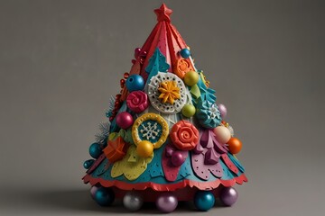 Christmas tree, Christmas baubles. 3d render illustration
