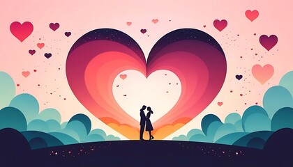 Obraz premium Abstract couple dancing hearts lovely valentine background.