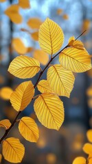 Obraz premium Golden Autumn Leaves: A Detailed Look at Nature's Artistic Design