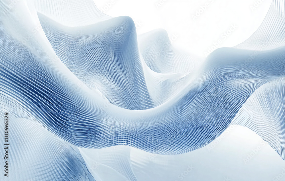 Aufkleber Abstract blue wave patterns create a serene and fluid environment in a digital space during daytime