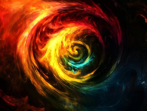Swirls of bright colors reminiscent of a spinning galaxy