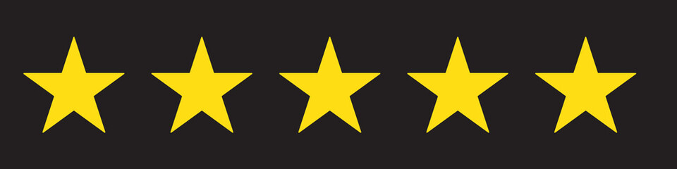 Five star rating. Product review flat icon for apps and websites