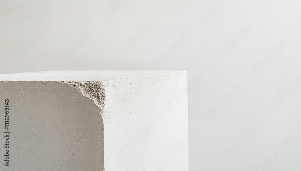 Aufkleber minimalist white concrete structure with textured corner against a neutral background