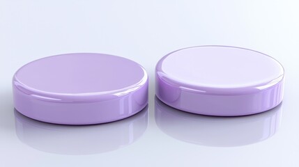 Two Lilac Cylinders on a White Background