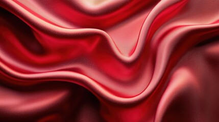 Luxurious red satin fabric with smooth, flowing texture and elegant drapes. rich color and sheen create captivating visual appeal, perfect for various design applications