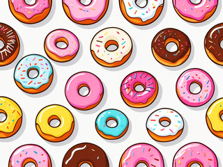 Fototapeta premium Colorful Donut Vector Art: Playful Pastry Delight with Icing and Sprinkles