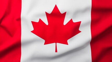 Canada flag red and white pride concept. A vibrant Canadian flag featuring a red background with a prominent white square and a stylized red maple leaf at the center.