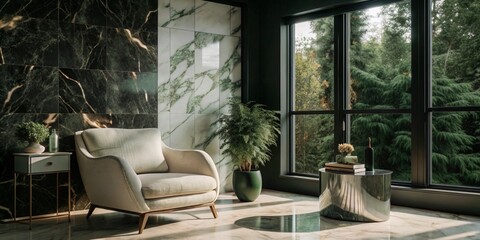Fototapeta premium Cosy and stylish interior design of living room. Home styling. Template.