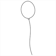Single line continuous drawing of birthday celebration balloon holiday party decoration concept design sketch outline drawing vector illustration