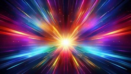 Vivid Energy Burst: A Central Glow Amidst Vibrant Colors