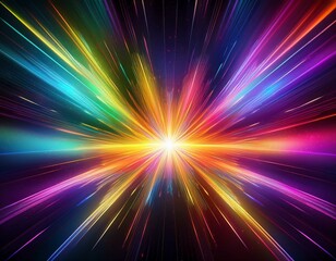Obraz premium Radiant Vibrance: Abstract Light Beams on a Dark Canvas