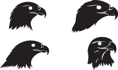 Monochrome Hawk Head Illustrations for Versatile Use