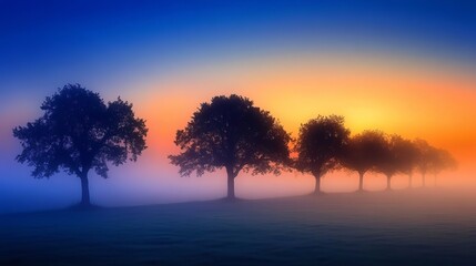 Fototapeta premium Misty Morning Fog Over A Calm Lake Peaceful Nature Scene