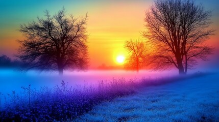 Fototapeta premium Misty Morning Fog Over A Calm Lake Peaceful Nature Scene