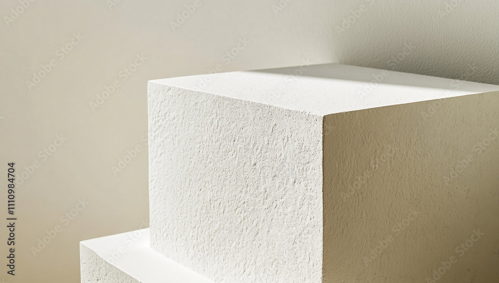 Poster minimalist sculpture on display in a bright, simple interior showcasing clean lines and geometric fo
